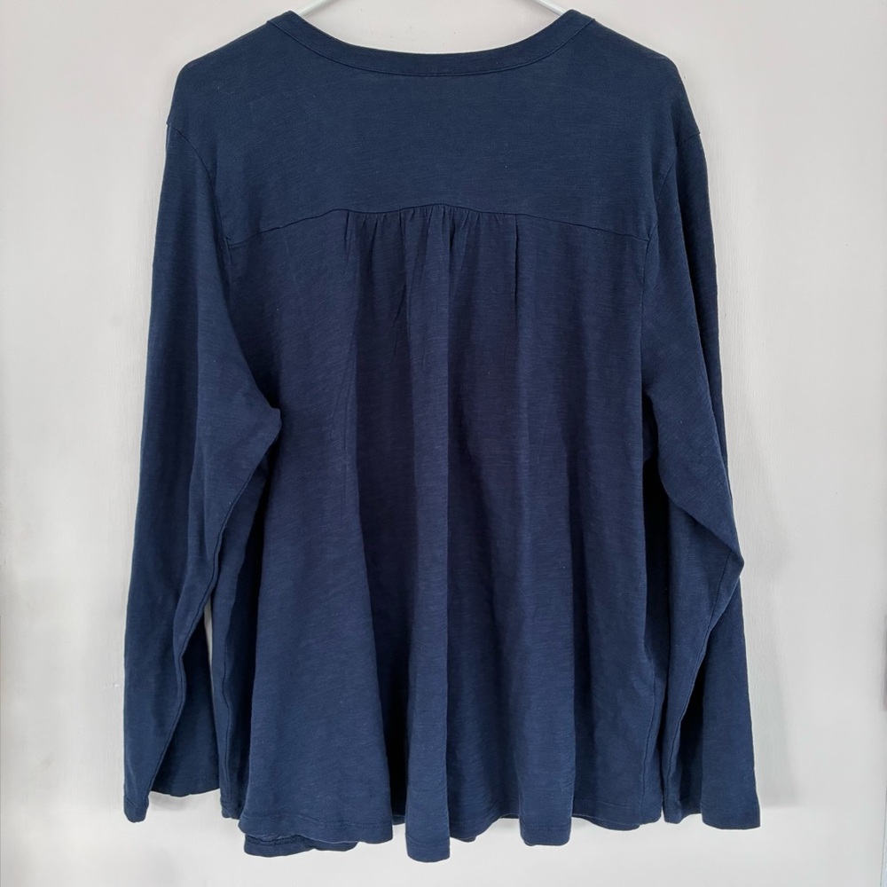 3x Women’s Dark Blue Floral Embroidered Long Sleeve Top - Picture 4 of 4